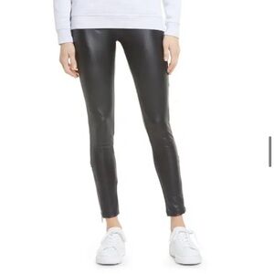 Yummie Faux Leather Side Zip Shaping Leggings; Blk; Size Large; EUC